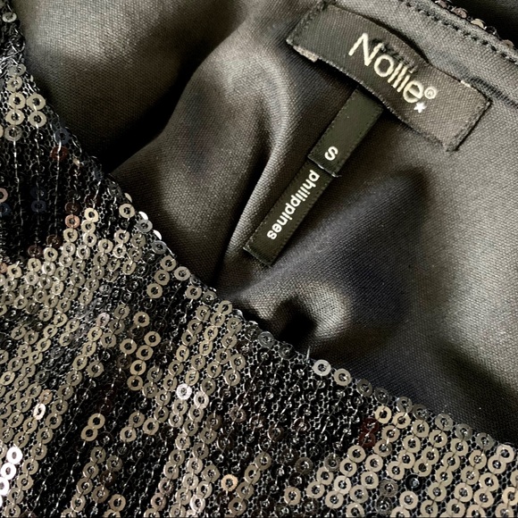 Sequin Ballerina Skate Chiffon Little Black Dress - Picture 6 of 14